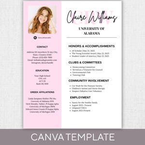 Plantilla de currículum para hermandad, color rosa / Currículum vitae urgente editable en Canva + membrete / Plantilla de reclutamiento para hermandades / Descarga en Canva / Acceso instantáneo