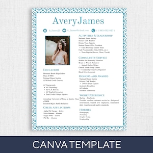Plantilla de Canva para currículum de hermandad + membrete / Paquete de reclutamiento editable / PDF de reclutamiento de hermandad / InstaEditable / Currículum de hermandad con diseño de tela azul