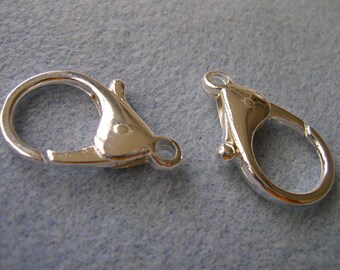 Extra Large Lobster Claw clasps Silver Plated 26mm X 36mm 2 pcs