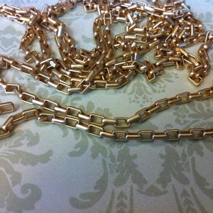 Chain retro Vintage Style chain 5x3mm box chain rectangular Matte brushed Gold  plating 1 foot