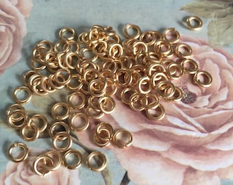 I173 Jump rings ROUND 18-20 gauge 5mm 6mm or 8mm matte brushed gold plated