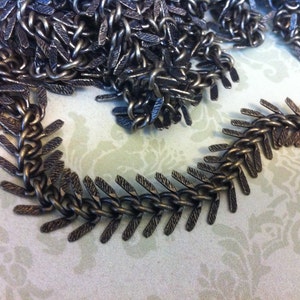 Chain I199 Antique Brass plated Fishbone High Quality solid brass Fish bone chain 13mm