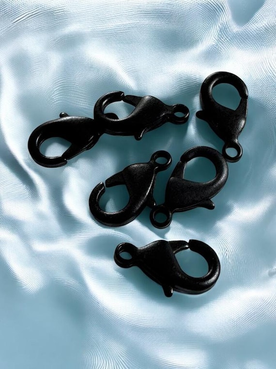Clasp Matte Black plated Lobster Claws 15mm x 9mm ~ 6pcs