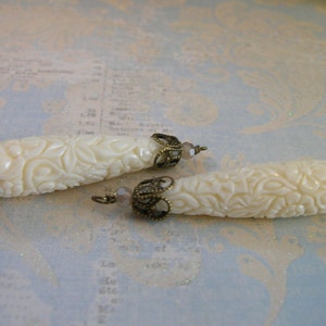 Vintage Style Retro Dangle Drop Carved synthetic glass bone Pendant 1 piece image 2
