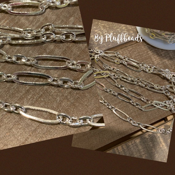Silver Couture Chain, Large Elongated Oval Links (1 foot)