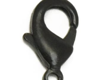 Clasp Matte Black plated Lobster Claws 12mm ~ 6pcs