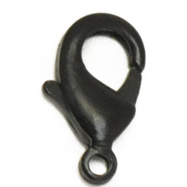 Clasp Matte Black plated Lobster Claws 12mm ~ 6pcs