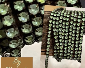 Chain Rhinestone   JULIP FROST Patina  itty bitty 2mm ss6.5 Vintage style Chain Crystal