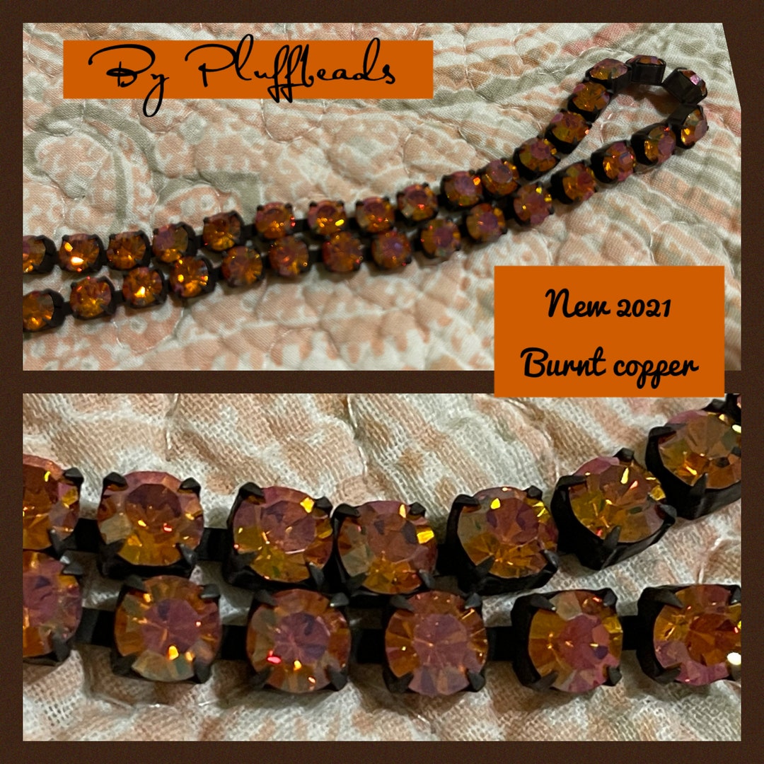LIMITED BURNT Rust Copper Flash 29ss 6.1mm Rhinestone Cup Chain Rustic ...