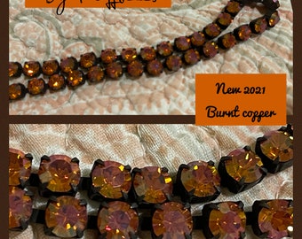 LIMITED  BURNT Rust copper Flash 29ss 6.1mm rhinestone cup chain rustic patina
