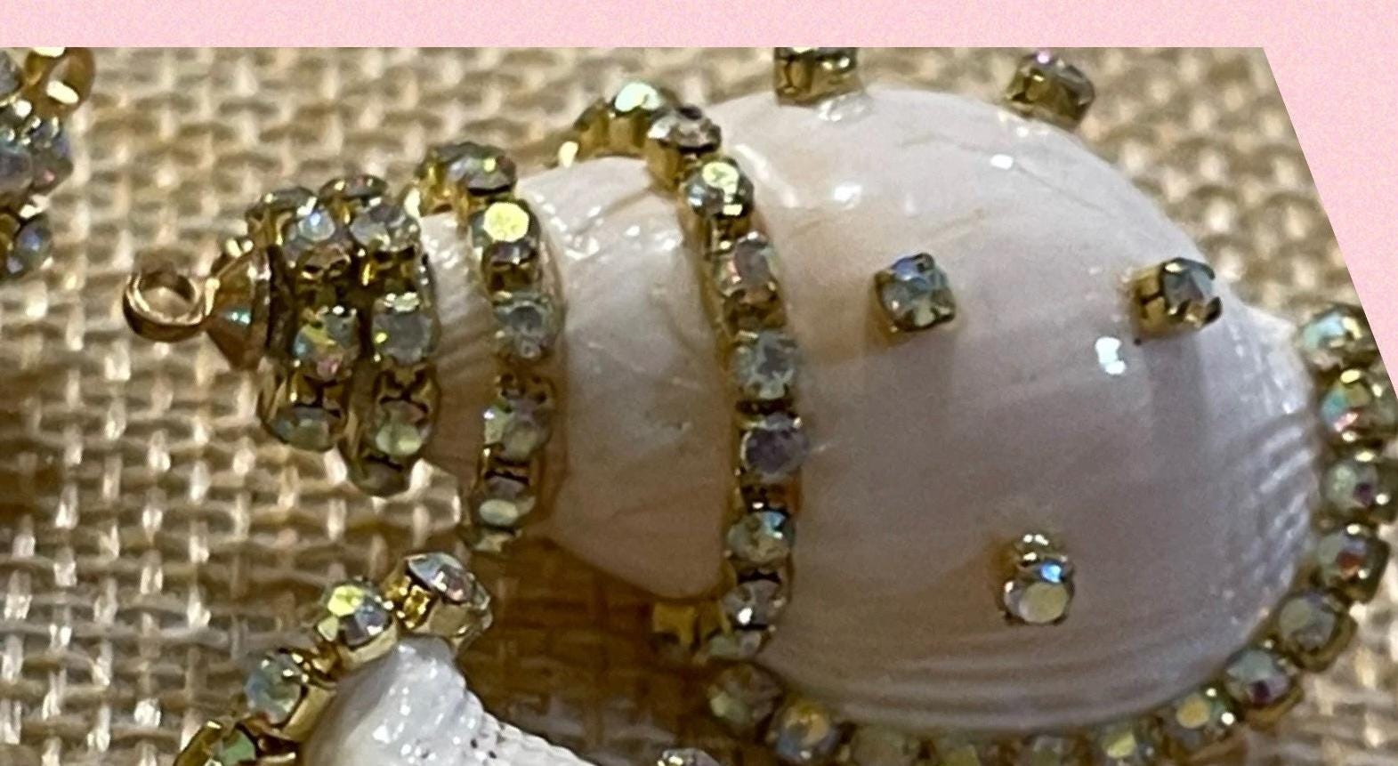 Seashell Beachy Summer Vibe Natural Seashells Rhinestone Encrusted ...