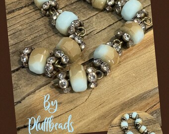 Chain New 2024 French Pale BABY BLUE cream flash opaque Crystal encrusted Rhinestones Assemblage chain