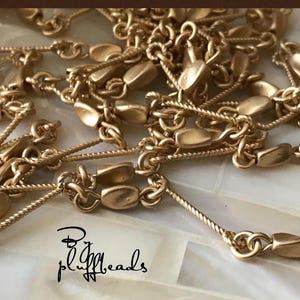 Chain Bead and bar chain dainty Vintage Style High Quality Brushed matte Gold plated