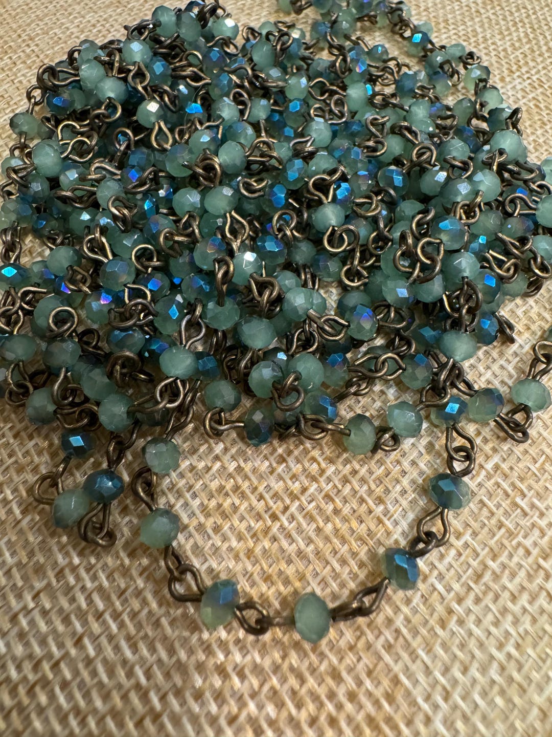 Mist Chain Green Mist Opal Rosary Chain With Blue Flash, 4mm Crystal Beads - Etsy