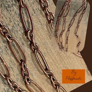 Chain Large link PAPERCLIP 17.5 x 6 Antique COPPER plated elongated oval link chain
