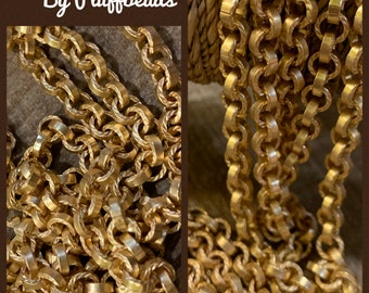 Chain I80 Vintage Style FLUTED pattern repurposing chain 6mm Cable chain Matte gold color plating