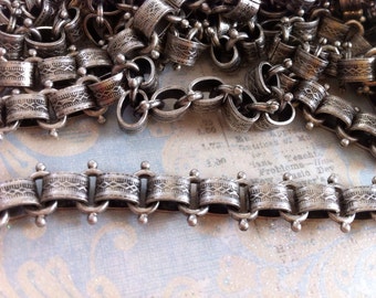 Book Chain Vintage Style High Quality Antique Silver plated Vintage reproduction wide patterned link Book chain