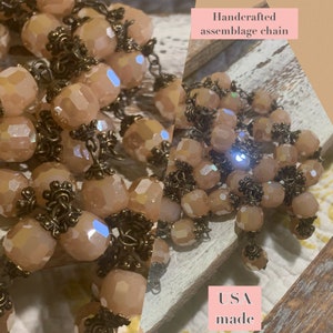 Chain New Assemblage chain component French Style Finery Opaque  PEACH sand Crystal Beads