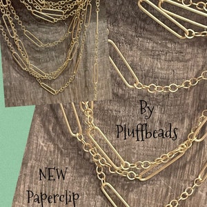 Chain  LAYERING Style Paperclip chain High Quality Large link PAPERCLIP 22x5mm MATTE gold Plated elongated oval link chain