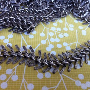 Chain I197 High Quality solid brass antique silver plated Fish bone chain 13mm