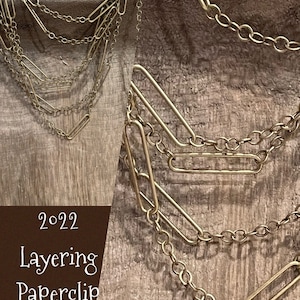 Kette LAYERING Style Paperclip Kette Hochwertige Große Glied PAPERCLIP 22 x 5 mm Antique MESSING überzogene längliche ovale Gliederkette