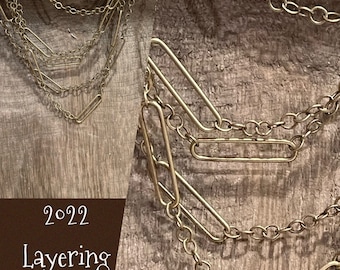 Chain LAYERING Style Paperclip chain High Quality Large link PAPERCLIP 22x5mm Antique BRASS Plated elongated oval link chain