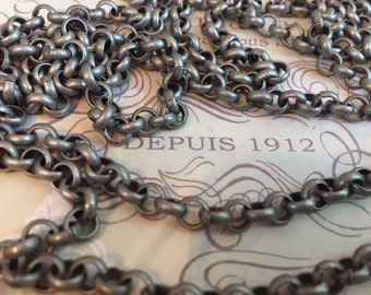 Chain I183 Vintage Style Chunky chain 6mm ROLO antique silver plating