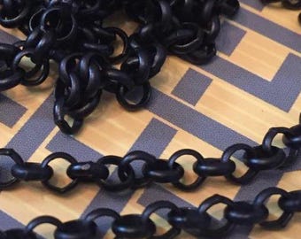 Matte Black Rolo Chain, Petite 4mm, Steampunk Goth Style