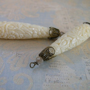 Vintage Style Retro Dangle Drop Carved synthetic glass bone Pendant 1 piece image 1