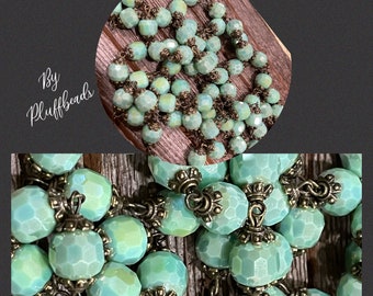 2022 New Chunky Assemblage chain component Opaque FRENCH GREEN Le Mer French Style Finery Crystal Beads