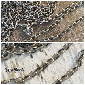 Chain I322 Oval rolo chain 3x5mm soldered solid brass antique SILVER plating