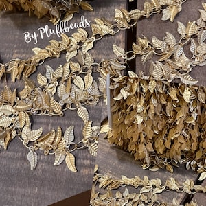 Chain I853   Gorgeous  Delicate  Dangle Leaf Chain  Matte Gold  plated  Each leaf aporox 4x8mm