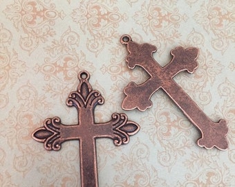 Vintage Style antique copper plated crosses 2 pcs.