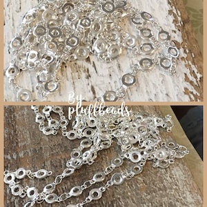 Chain I852 Couture Style High Quality about 5mm flat round link chain bright SILVER plated