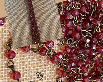 Chain New 2022 Petite itty bitty 4mm RUBY SLIPPERS flash faceted roundel beaded chain Handcrafted USA