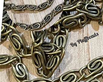 Chain Vintage Retro Style Spiral PAPERCLIP Link assemblage Antique brass plated footage chain