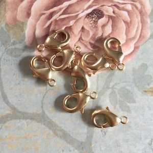 Clasp lobster matte brushed gold plated nickel free 12x7mm 6 pcs