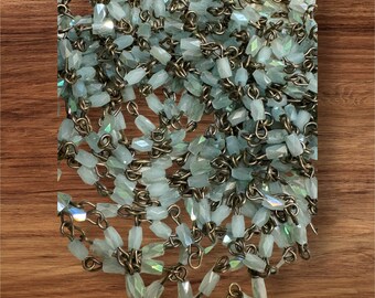 Chain NEW 2024 ICED AQUA flash Crystal 5mm Faceted rectangular crystal Beaded Chain