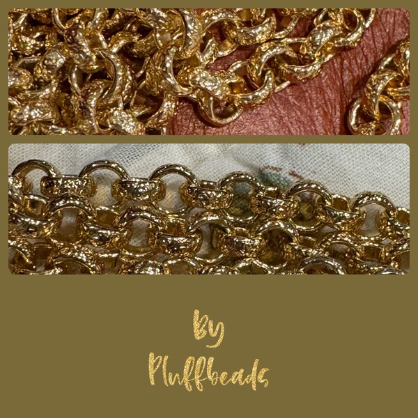 New 2024 Couture Style Embossed pattern Chunky repurposing chain 6mm sturdy ROLO Bright Shiny