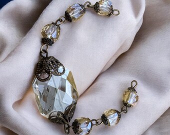 Handgemaakt verbindingsstuk met champagnekristallen kralen, sieraden maken (5 inch)