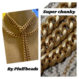 Chain I876 NEW 2021 ex large Chunky 11mm CURB Large link High Quality Large link Matte satin gold color plated link chain