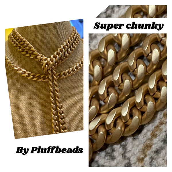 Chain I876 NEW 2021 ex large Chunky 11mm CURB Large link High Quality Large link Matte satin gold color plated link chain