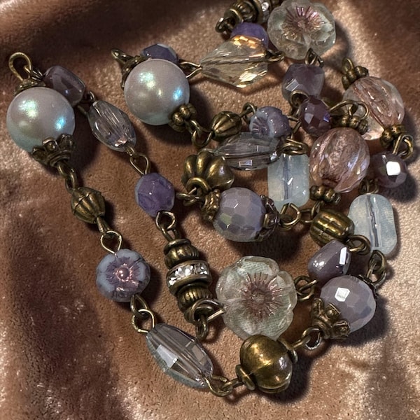 NUANCES de VIOLETTE Ensemble Sortiment europäischen Glaskristall Antikbronze überzogen Montagekette Linked
