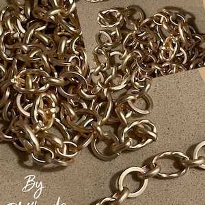 Chain I170 Repurpose Vintage Reproduction Chunky oval  antique brushed MATTE GOLD plated Top Quality Design links are ~ 11mm x 7.5mm