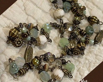 New 2023 TIDE POOL ensemble assortment European glass Crystal Antique Bronze plated assemblage chain