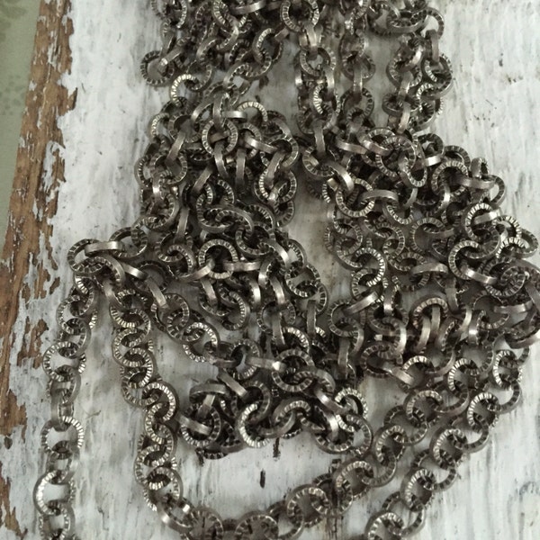 Antique Silver Plated Cable Chain, 5mm Steampunk Style