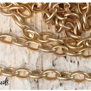 Chain Oval rolo 3x5mm soldered solid brass Matte brushed GOLD plating