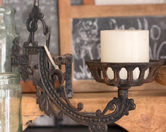 vintage cast iron candle oil lamp holdersconce black with wall holder