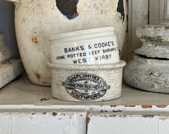 Antique English Advertising Meat Pots: G.W. Plumtree & Banks/Cook