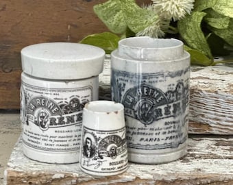 Rare La Reine English Advertising Pots - Set of 3